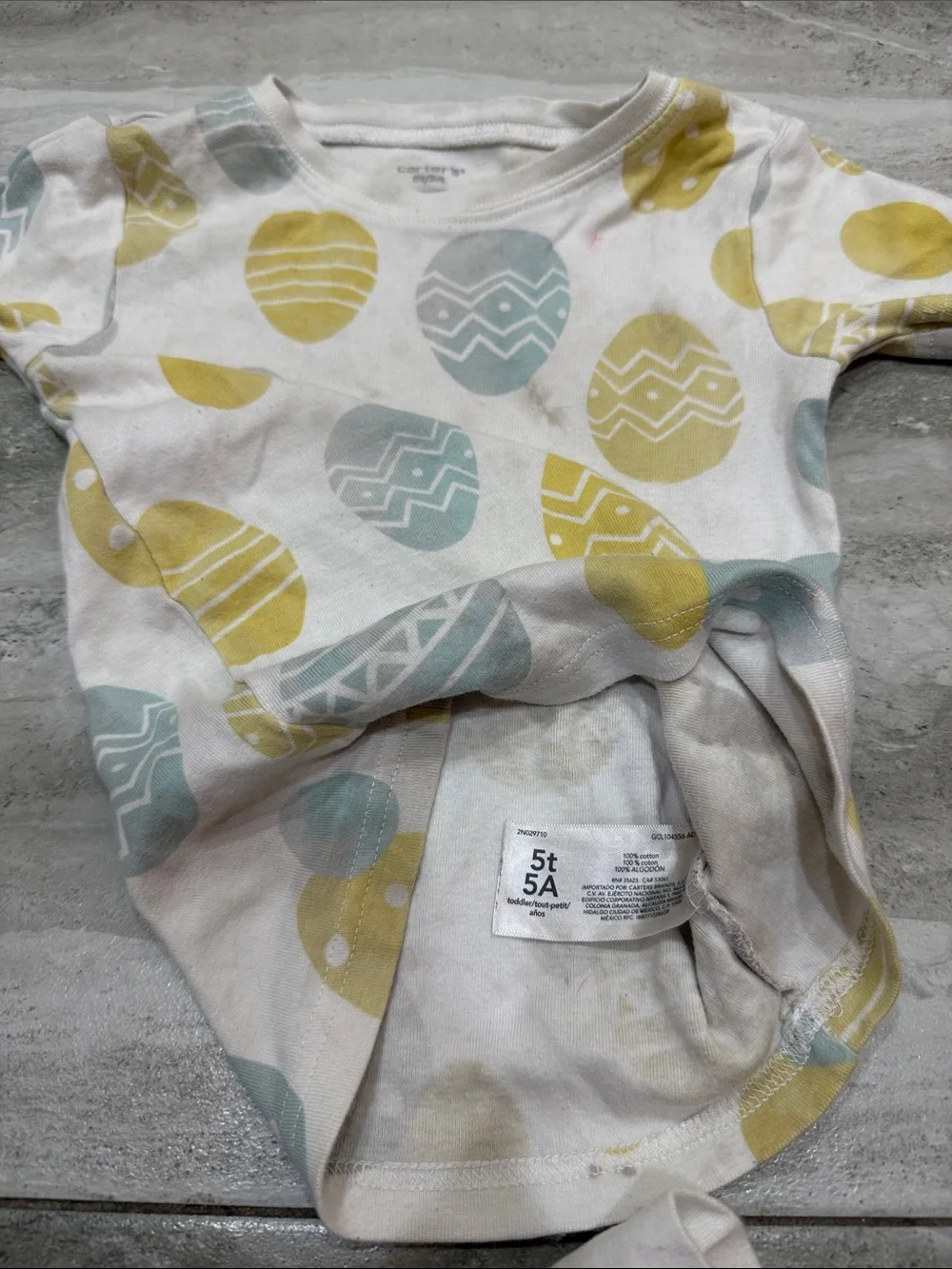 Carter's Short-Sleeve Pajama Set in Yellow & Light Blue Egg Print